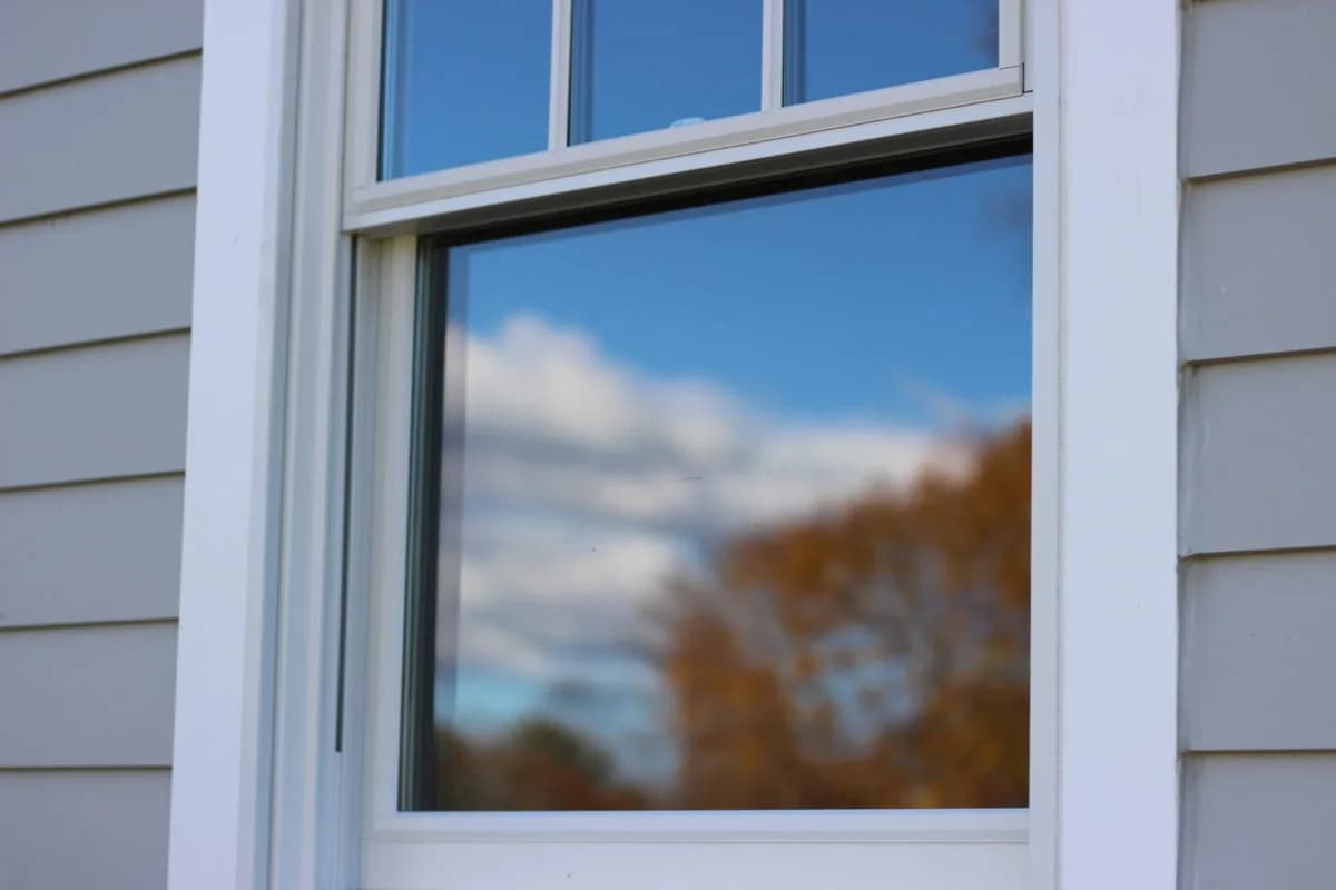 Exterior window casing detail on a Cumberland Center home